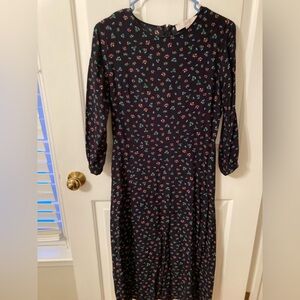 Loft Navy Blue Floral Dress